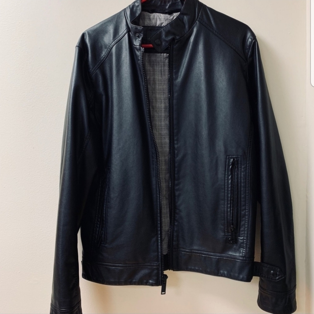 Calvin Klein Leather Jacket (Detachable Hoodie)